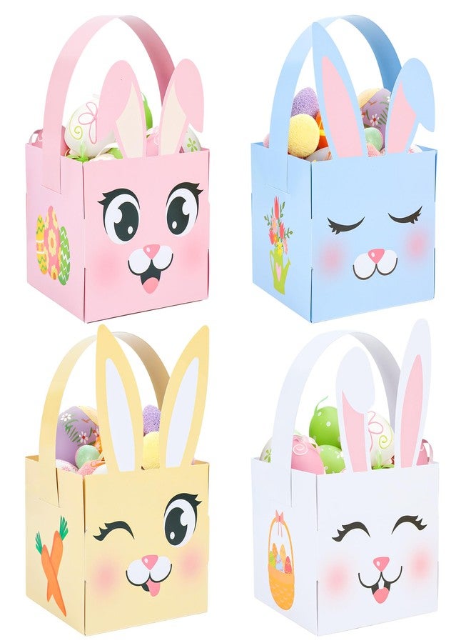 Maniaacer 24 PCS Easter Baskets Bunny Egg Basket Container with Handle Easter Decorative Gift Treat Boxes Rabbit Shape Gift Baskets for Egg Hunt School Classroom Party Supplies - Image 1
